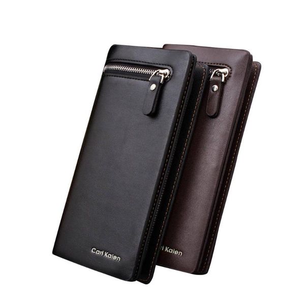 

wallets leather wallet men zipper long fashion large hand bag package carteira masculina rfid protection #3, Red;black