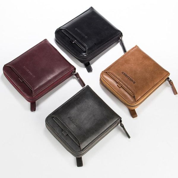 

wallets banabanma men retro zipper pu solid color short purse, Red;black