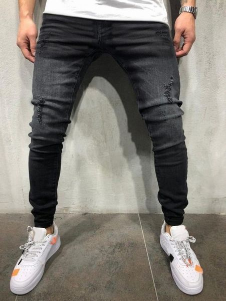 

men bleach wash ripped frayed skinny jeans e9sf#, Blue
