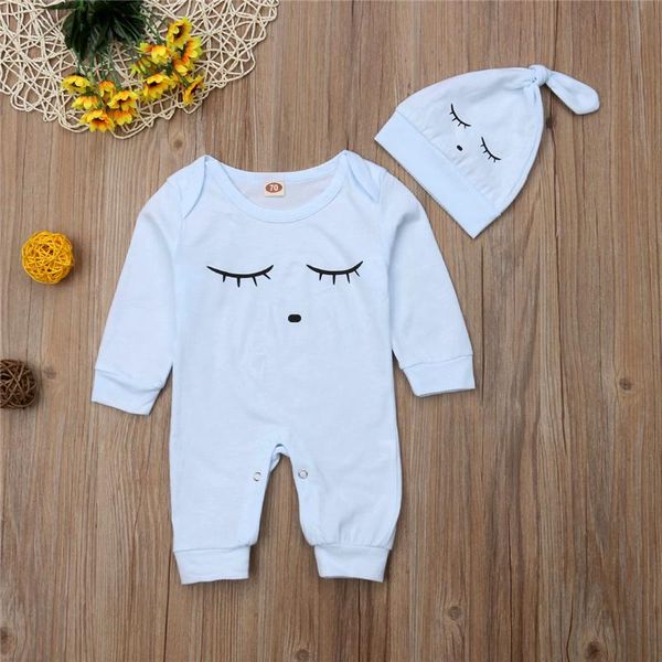 

jumpsuits autumn baby clothes outfit long sleeve romper jumpsuit+hat girl boy born playsuit blue eye cartoon suits