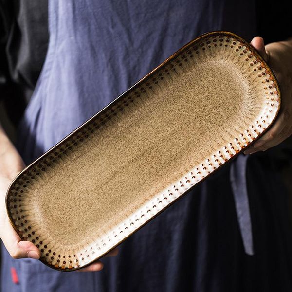 

dishes & plates japanese kiln turned ceramic sushi plate rectangular creative western fish dessert househol