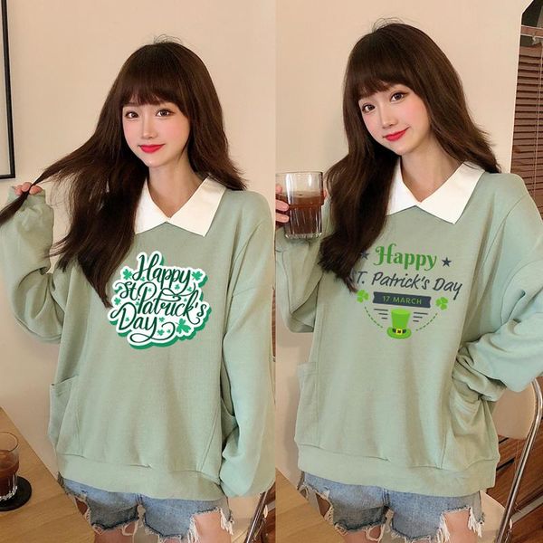 

women's hoodies & sweatshirts aesthetic cute printed hoodie sportswear women green leaf plant graphic sweatershirt loose ulzzang sweate, Black