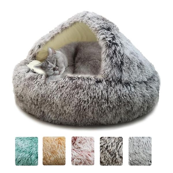 

cat beds & furniture 2 in 1 bed pet dog round plush warm house soft long for small dogs cats nest