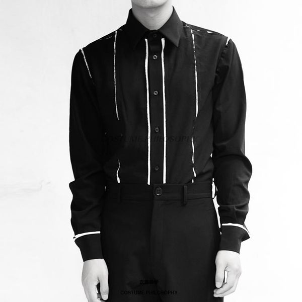 

men's casual shirts [customization] big yards clothing 2021 original splicing spring and autumn, White;black