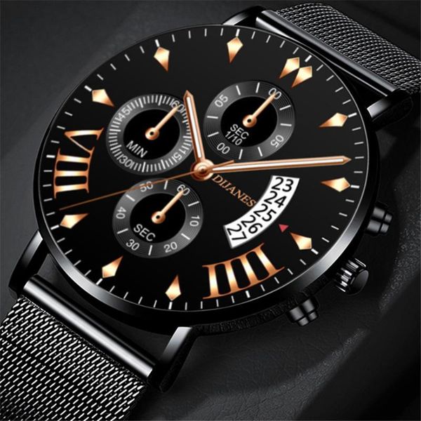 

wristwatches fashion men's watches luxury business casual stainless steel mesh belt analog calendar men wrist quartz watch reloj hombre, Slivery;brown