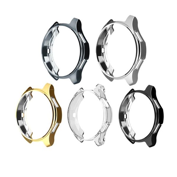 

watch bands for samsung gear s4 frontier tpu plated case, soft scractch-resistant frame cover slim shiny case, Black;brown