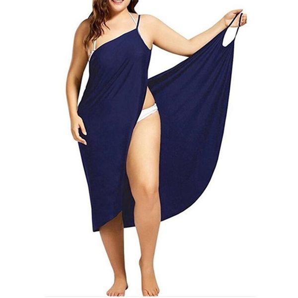 5XL Donna Sexy Beach Scollo a V Sling Dress Asciugamano estivo Backless Costumi da bagno Cover Up Wrap Robe Abiti tropicali femminili Plus Size 210323