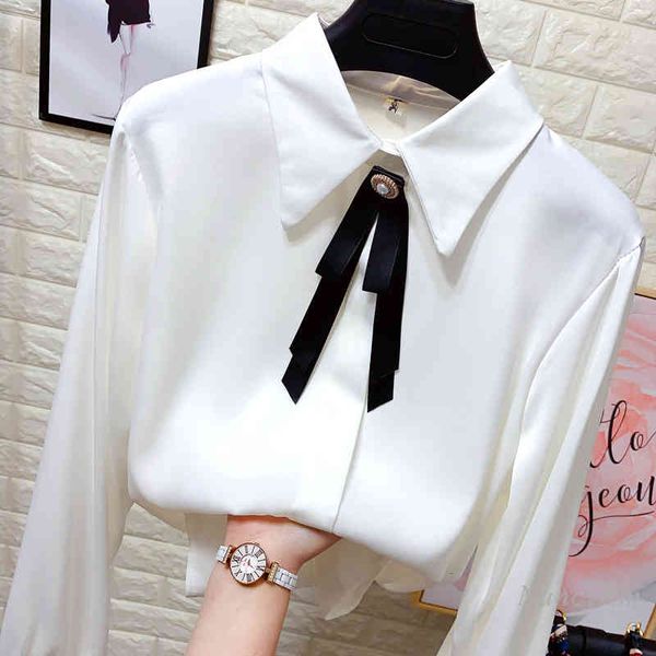 

blouses nancylim autumn bow blouse woman long sleeve temperament ol shirt white chiffon shirts office blusas mujer