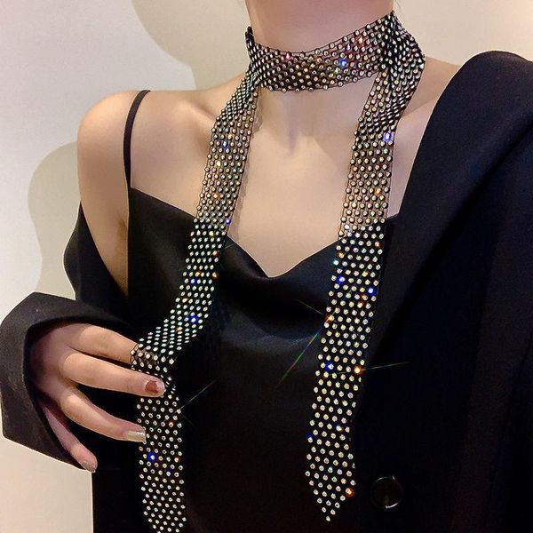 

chokers crystal silver color collar chain choker necklace bridal women wedding party diamante rhinestone jewelry gifts, Golden;silver