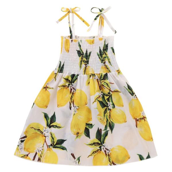 

girl's dresses born infant baby girls clothes summer strap floral lemon princess dress casual sleeveless for girl sukienka letnia, Red;yellow