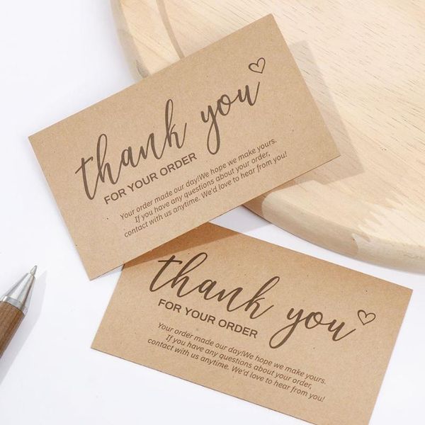 

online retail kraft paper cards "thank you for your order" postcards greeting labels small shop gift decoration card
