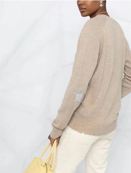 

women's knits & tees women single breasted cashmere sweater stars patch 2021 autumn v-neck long sleeve fashion knit cardigan, White