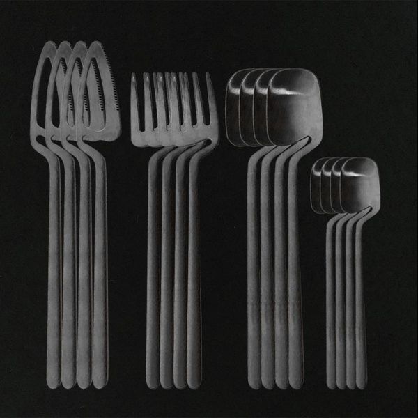 

dinnerware sets black 18/10 stainless steel 16pcs cutlery set flatware fork knife spoon kitchen dinner matte gold tableware