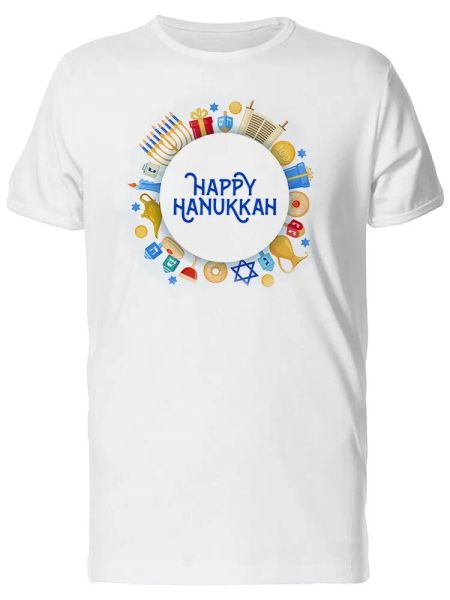 

wreath of hanukkah symbols men's tee -image by shutterstock, White;black