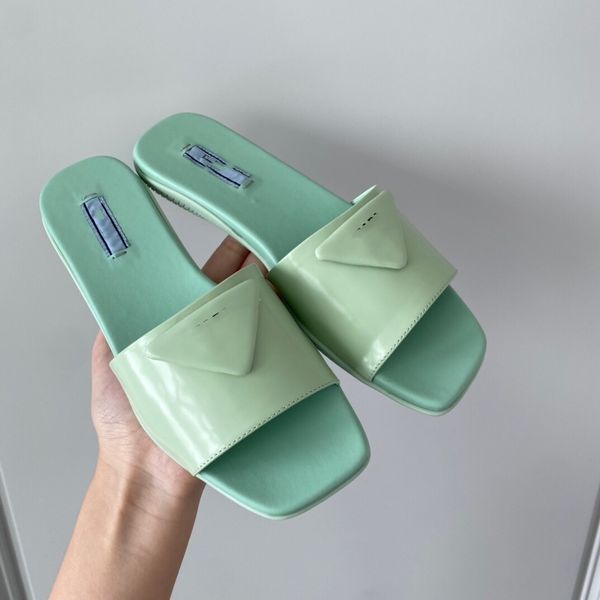 

2021 p triangle net red flat bottomed one line beach slippers in 2021 summer luxurysss designersss shoes yw, Black