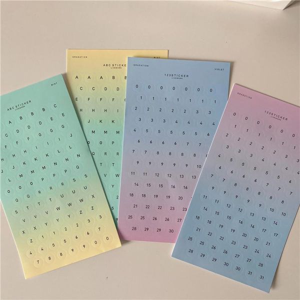 

gift wrap korean color gradient letter number seal stickers diy scrapbooking junk journal diary po mobile phone sticker