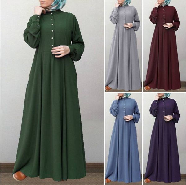 

dubai women muslim abaya dress moroccan kaftan long sleeve solid maxi long vestidos islamic eid mubarak sundress robe plus size, Red