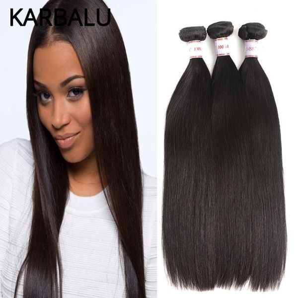 

human hair bulks karbalu straight bundles brazilian non-remy natural extensions 3/4 pieces bundle weave double weft, Black