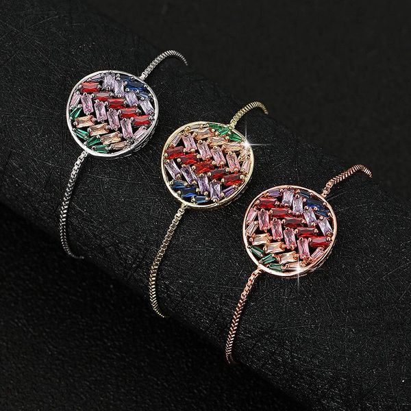 

charm bracelets funmode arrival colorful cubic zircon round adjustable for women party jewelry gold color gifts fb58, Golden;silver