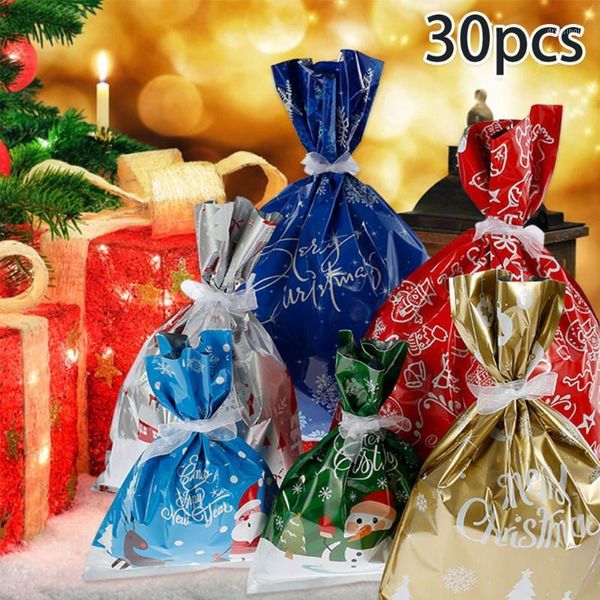

christmas decorations 30pcs gift wrapping bags holiday treats bag packaging with ribbons candy