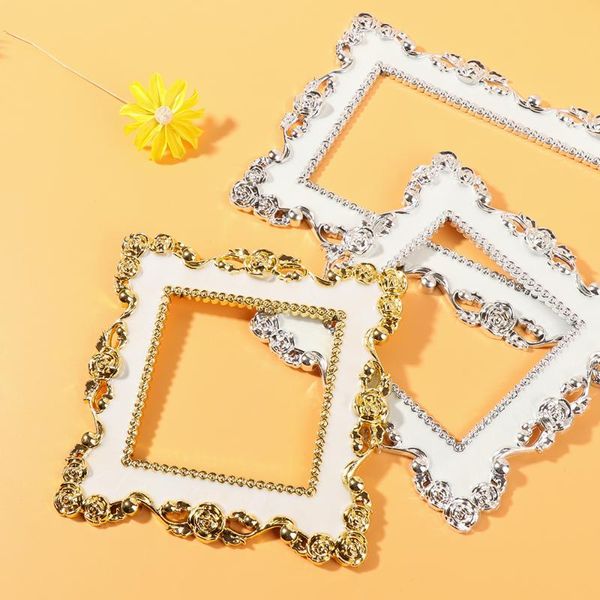 

wall stickers gold silver elegant rose edge light switch cover resin single double surround socket frame sticker home decor supplies