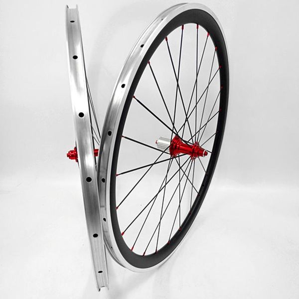 

bike wheels 700c r23 chincher 50mm width 25mm 100x9 130x9mm aluminum carbon wheelset 1750g paill 1432 spoke wheel