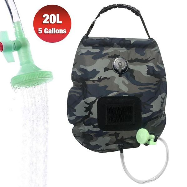 

outdoor bags 20l camping water hiking solar shower bag heating hose switchable head