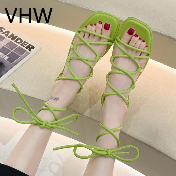 

sandals women 2021 summer casual beach shoes fashion green soft sole open toe cross narrow strap rome style, Black