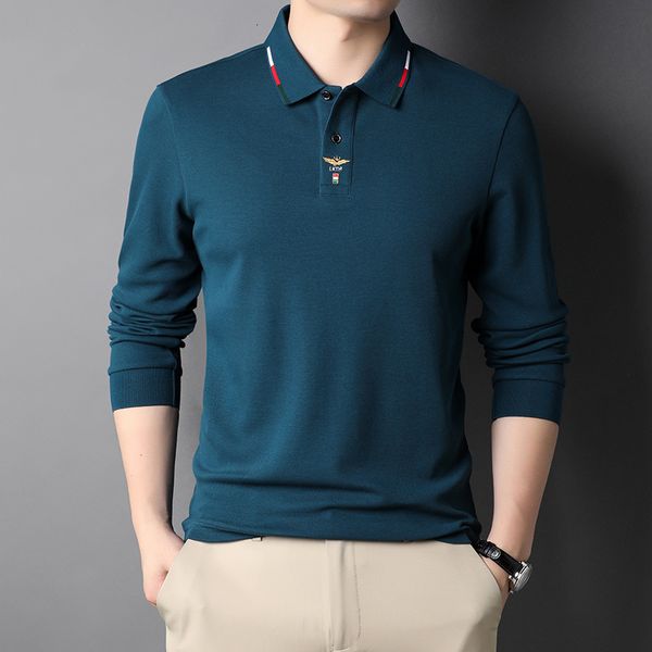 

t-shirt men's spring and autumn long sleeve lapel bottomed shirt casual little bee embroidered polo shirt fashion, White;black