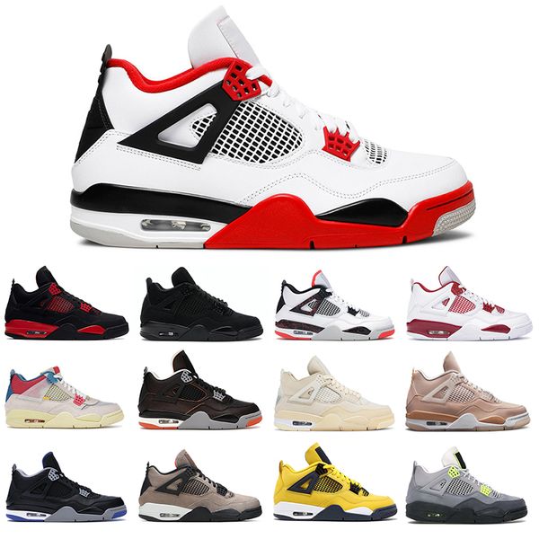 

men women basketball shoes 4 4s fire red black cat toro bravo jumpman sport sneakers mens trainer