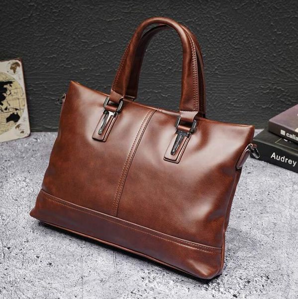 

factory wholesale men bag large capacity computer bags fashionable cross section business briefcase casual soft leather handbag