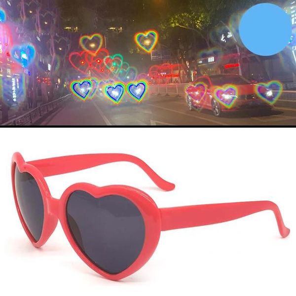 

sunglasses heart lenses refraction glasses shaped love special effects fashion at night diffraction women, White;black