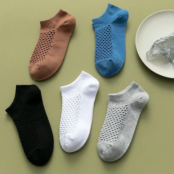 

men's socks summer cool hole hollow cotton boat pure light mouth short, Black