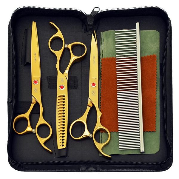 

hair scissors 7.0" japanese 440c pet trimmer kits dog grooming animal curved cutting tijeras thinning shear supplies b0015a