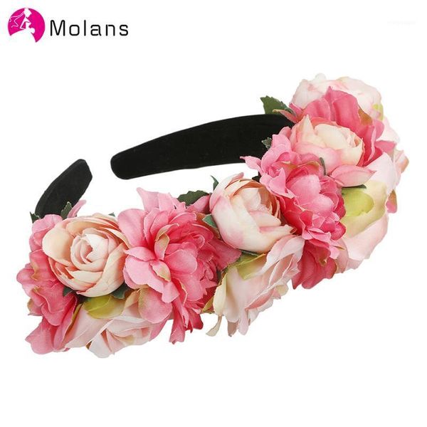 

molans bohemian beach hairbands solid simulation rose flower hair band multi-color cotton blends wide hoop1