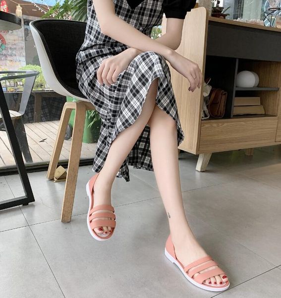 

sandals women 2021 new one-step korean style single shoes women's large size waterproof beach casual flat shoes, Black