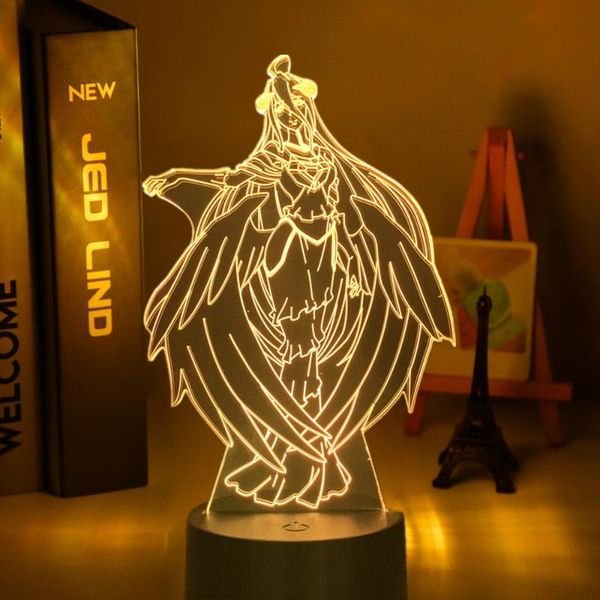 

night lights overlord albedo led light for bedroom decor gift nightlight anime waifu 3d lamp