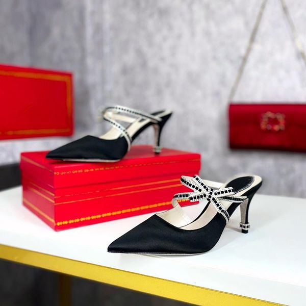 

silk vamp ladies sandals 6.5cm high slippers, Black
