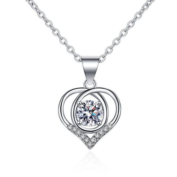 

pendant necklaces sweet romantic heart-shaped necklace clavicle chain elegant girl daily matching party jewelry friends birthday gift, Silver
