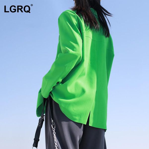 

women's suits & blazers [lgrq] women green casual split temperament blazer lapel long sleeve loose jacket fashion tide spring summer 20, White;black