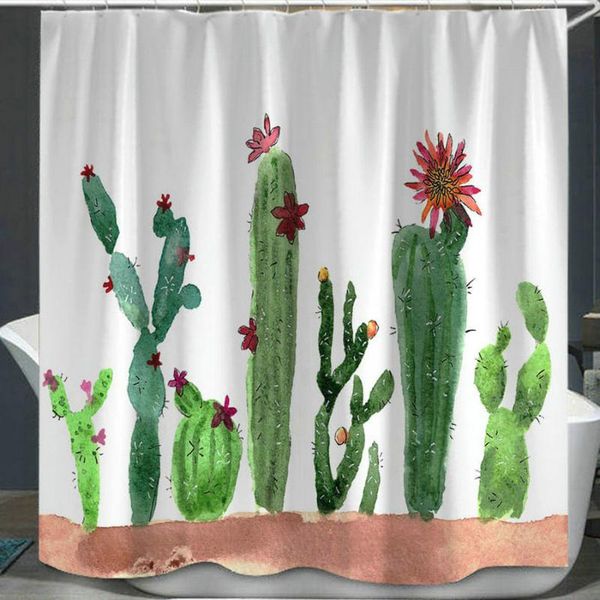 

flower plant cactus tropical shower curtain set with 12 hooks bathroom decoration curtains