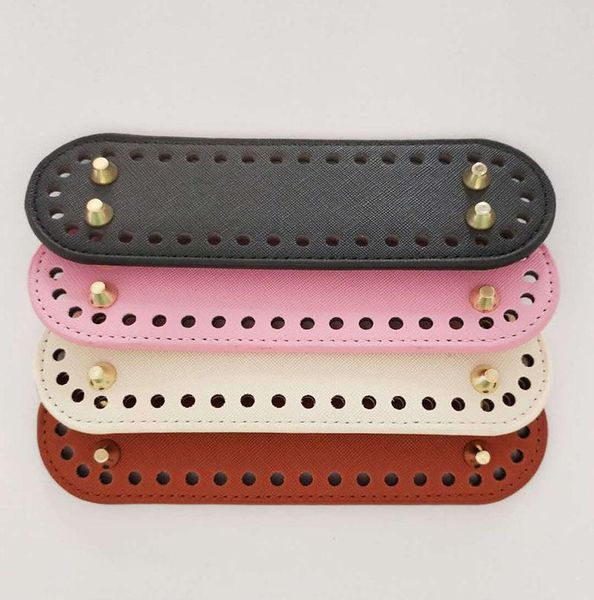 

bag parts & accessories 5pcs 8.2cm pu replacement bottom for weave handbag diy, Black
