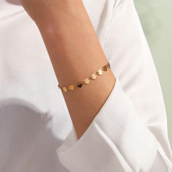 

charm bracelets bl173 vintage peach heart gold silver color bracelet chain for women girls jewelry gifts wholesale, Golden;silver