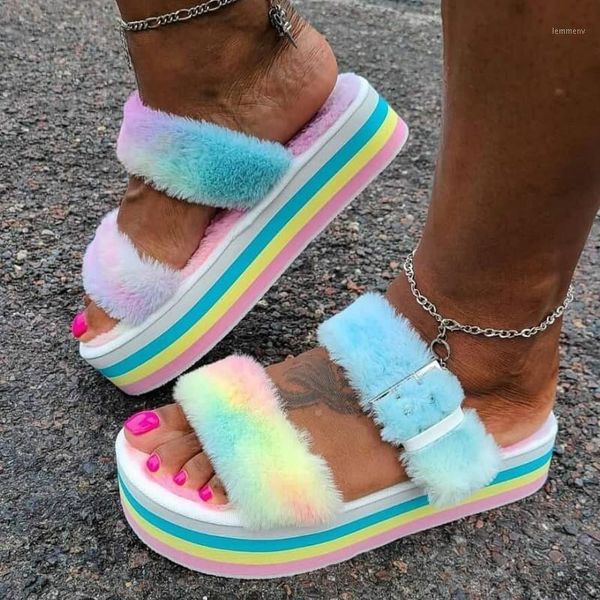 

summer woman sandals open toe slippers fashion plush outdoor women's shoes buckle zapatillas mujer plus size 431, Black