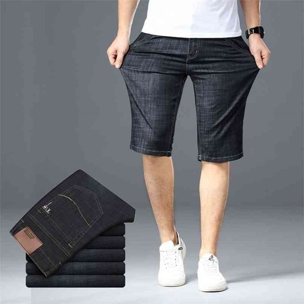 Grande tamanho 40 42 44 homens denim shorts verão moda negócios elástico magro curto para jeans macho marca roupas 210713