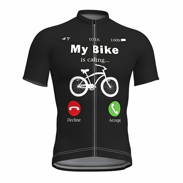 

2021 Men's Short Sleeve Cycling Jersey Summer Spandex Polyester Black Bike Top Quick Dry Moisture Wicking Breathable Sports Clothing Apparel / Athleisure, Short jersey 1