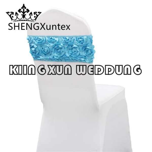 

design back with satin rosette fabric lycra spandex chair band sash for wedding cover decoration sashes