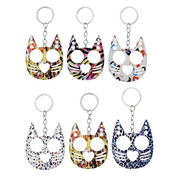

lovely animal cat keychain pendant charm personal protective key chain fashion bag pendant broken window, Silver