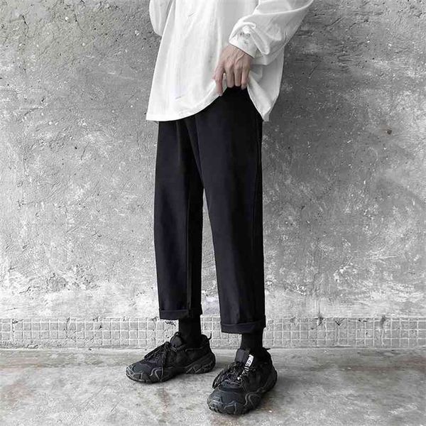 

privathinker summer silk feel long straight pant men streetwear cool light-weight elastic waist trousers man's clothe 210715, Black