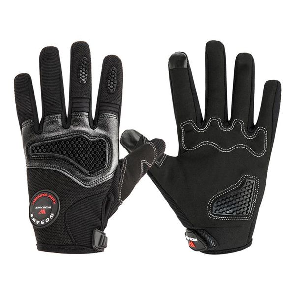 

pair motorcycle gloves bicycle cycling full finger touch screen, Black